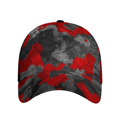 Black And Red Camouflage Print Baseball Cap