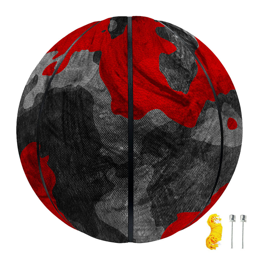 Black And Red Camouflage Print Basketball