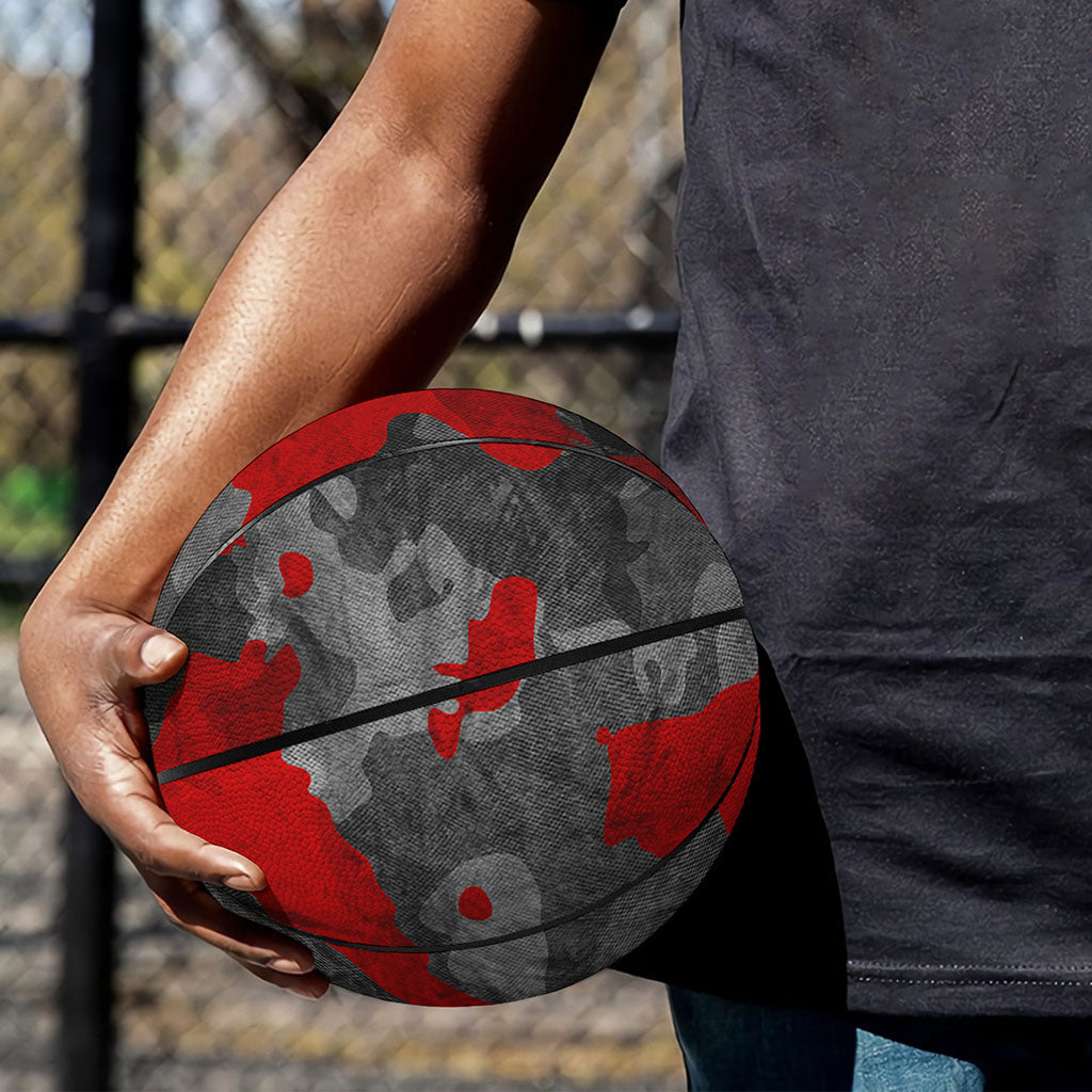 Black And Red Camouflage Print Basketball