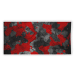Black And Red Camouflage Print Beach Towel