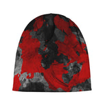 Black And Red Camouflage Print Beanie