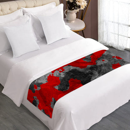Black And Red Camouflage Print Bed Runner