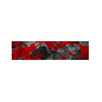 Black And Red Camouflage Print Bed Runner
