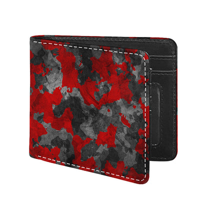 Black And Red Camouflage Print Bifold Wallet