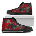 Black And Red Camouflage Print Black High Top Sneakers