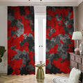 Black And Red Camouflage Print Dimout Pencil Pleat Curtains