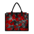 Black And Red Camouflage Print Canvas Tote Bag