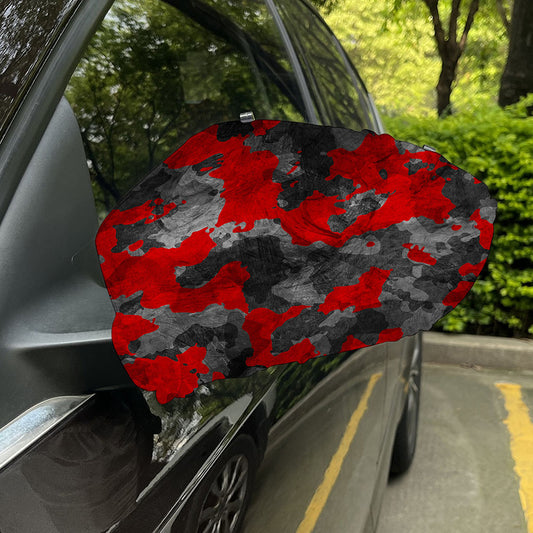 Black And Red Camouflage Print Car Side Mirror Covers