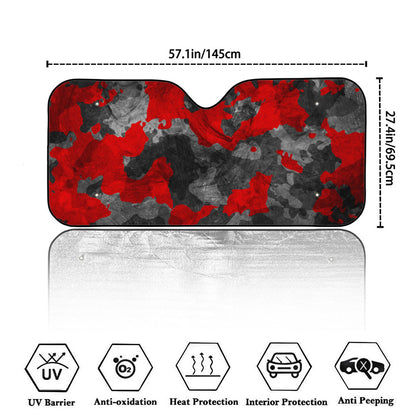 Black And Red Camouflage Print Car Windshield Sun Shade