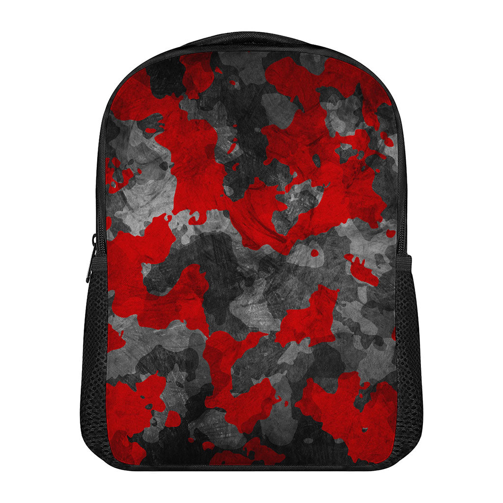 Black And Red Camouflage Print Casual Backpack