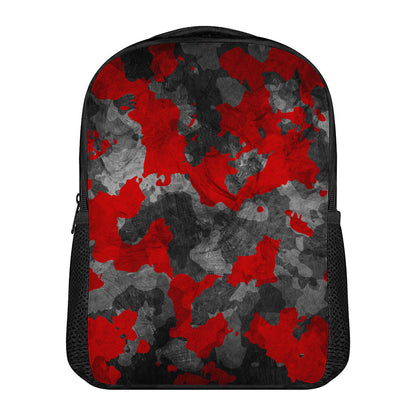 Black And Red Camouflage Print Casual Backpack