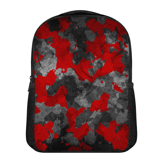 Black And Red Camouflage Print Casual Backpack