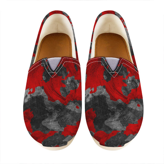 Black And Red Camouflage Print Casual Shoes