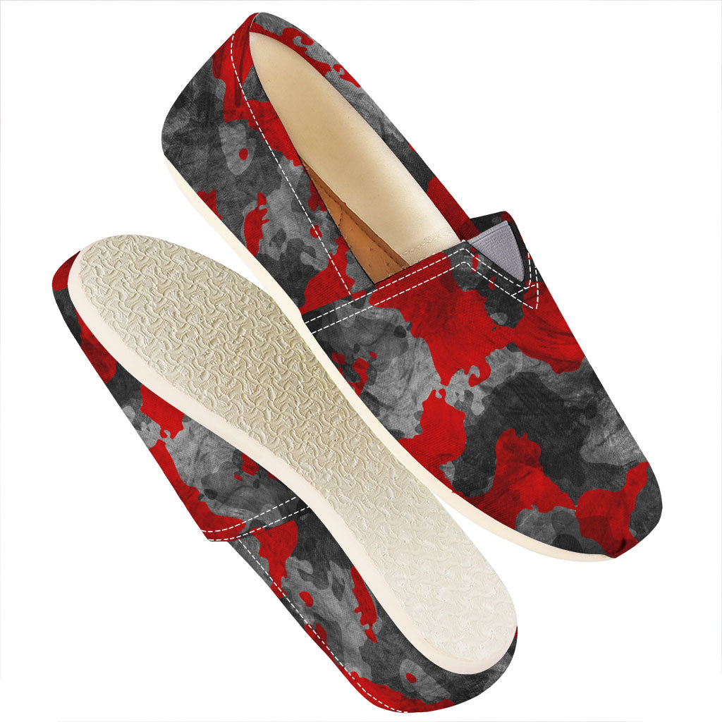 Black And Red Camouflage Print Casual Shoes