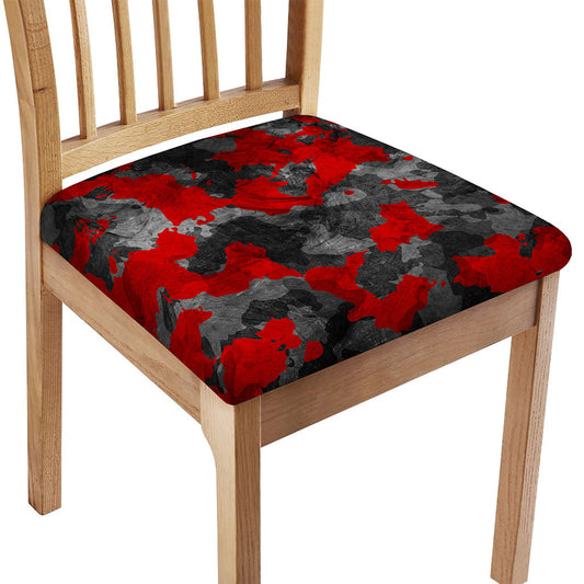 Black And Red Camouflage Print Chair Cushion Cover