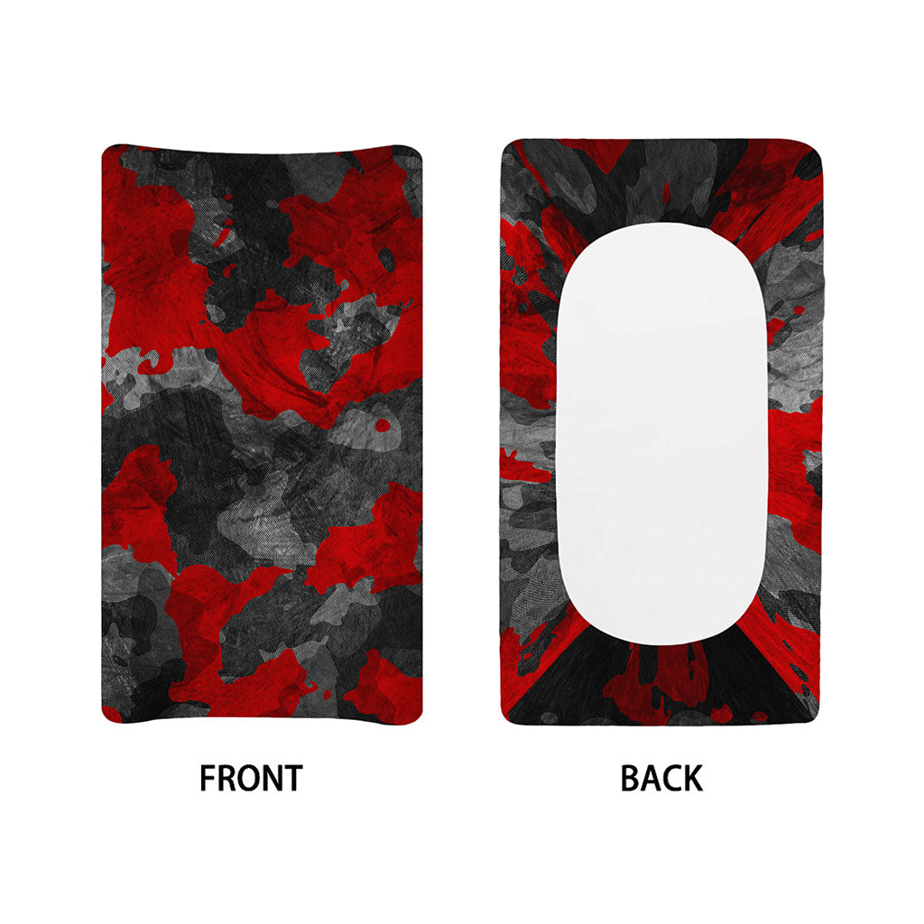 Black And Red Camouflage Print Changing Pad Cover