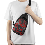 Black And Red Camouflage Print Chest Bag