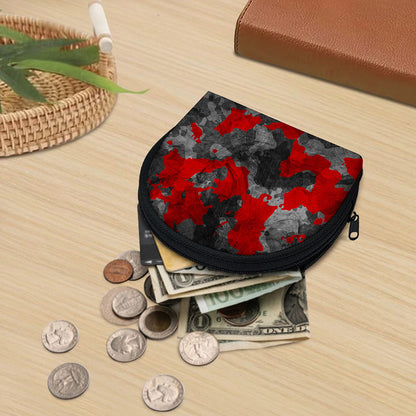 Black And Red Camouflage Print Coin Purse