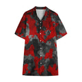 Black And Red Camouflage Print Cotton Hawaiian Shirt