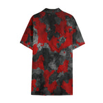 Black And Red Camouflage Print Cotton Hawaiian Shirt