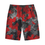 Black And Red Camouflage Print Cotton Shorts