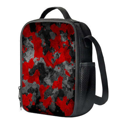 Black And Red Camouflage Print Crossbody Lunch Bag