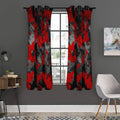 Black And Red Camouflage Print Grommet Curtain Panels