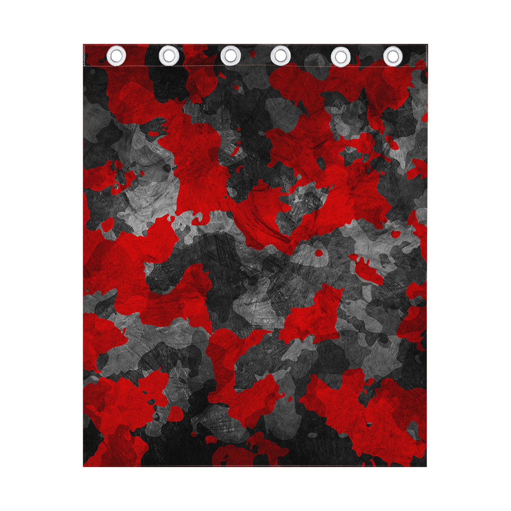 Black And Red Camouflage Print Curtain