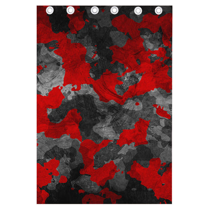 Black And Red Camouflage Print Curtain