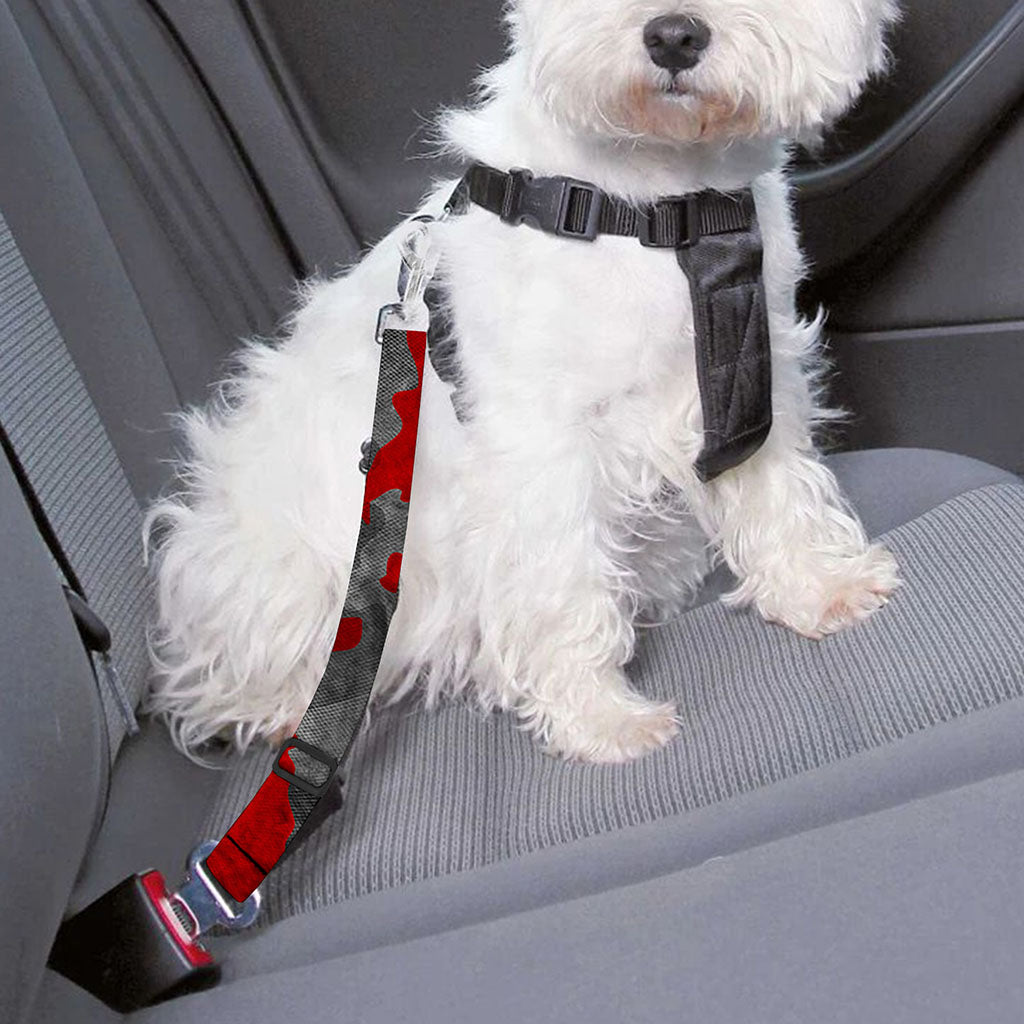 Black And Red Camouflage Print Dog Seat Belt