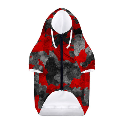 Black And Red Camouflage Print Dog Zip Up Hoodie