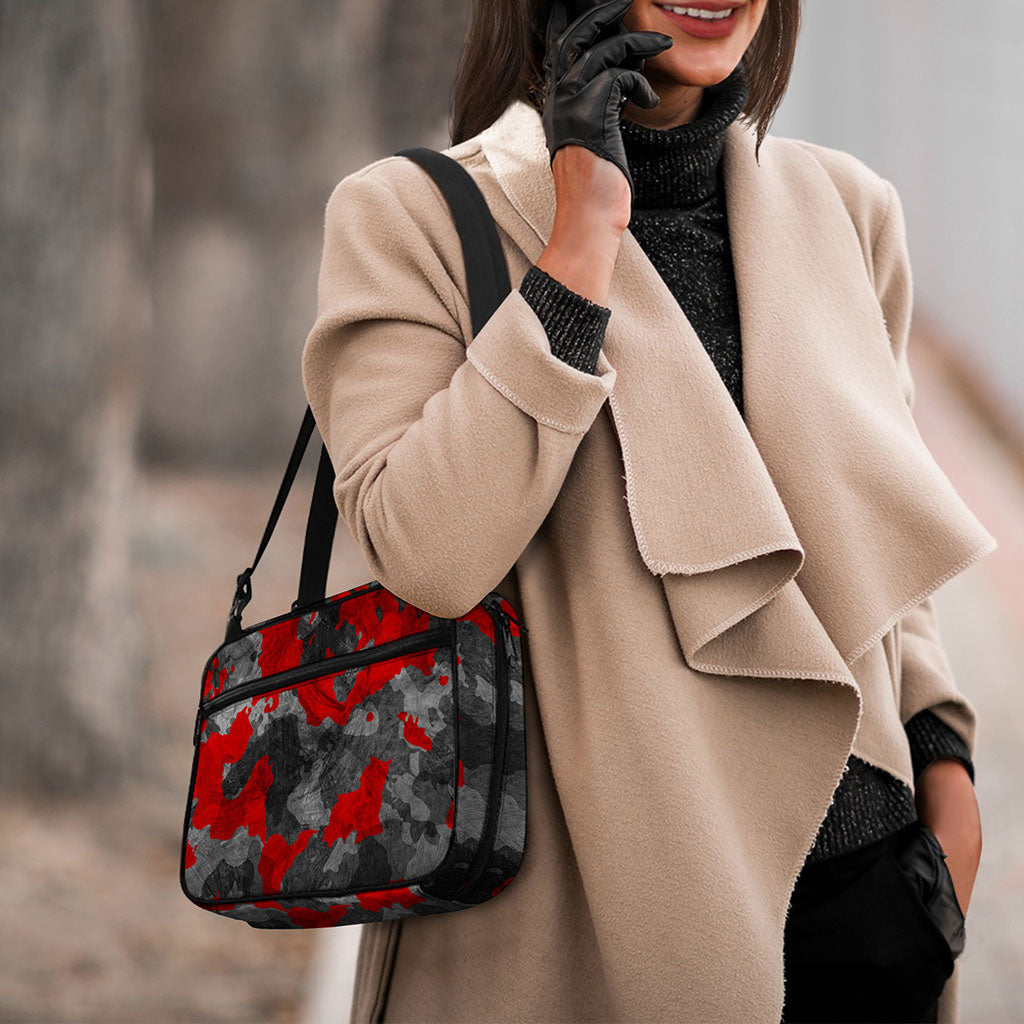 Black And Red Camouflage Print Double Strap Bible Bag
