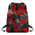 Black And Red Camouflage Print Drawstring Backpack