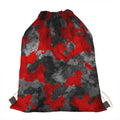 Black And Red Camouflage Print Drawstring Bag