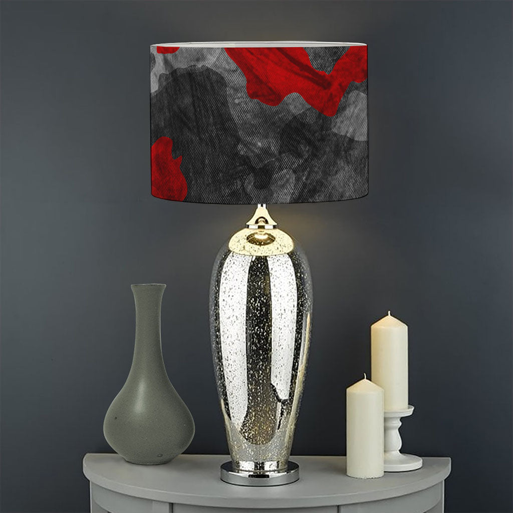 Black And Red Camouflage Print Drum Lamp Shade