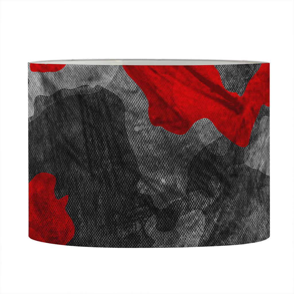 Black And Red Camouflage Print Drum Lamp Shade