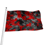 Black And Red Camouflage Print Flag