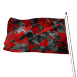 Black And Red Camouflage Print Flag