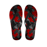 Black And Red Camouflage Print Flip Flops