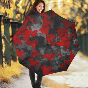 Black And Red Camouflage Print Foldable Umbrella