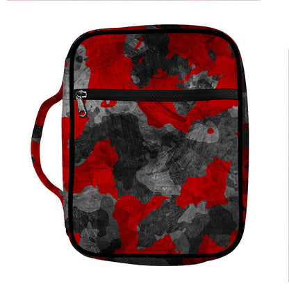 Black And Red Camouflage Print Front Pocket Bible Bag