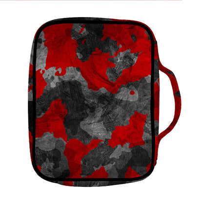 Black And Red Camouflage Print Front Pocket Bible Bag