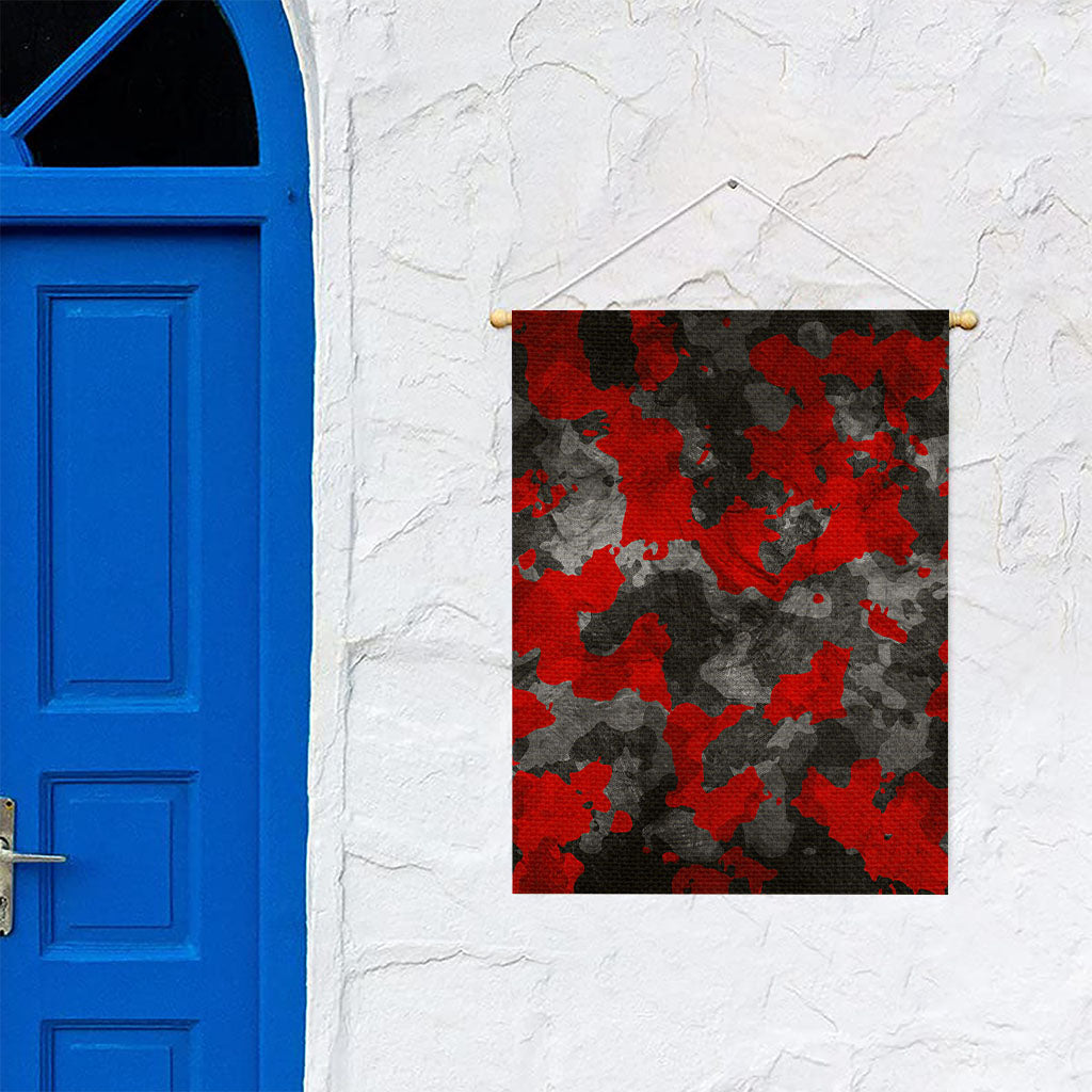 Black And Red Camouflage Print Garden Flag
