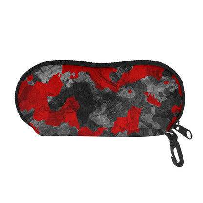 Black And Red Camouflage Print Glasses Case