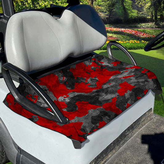 Black And Red Camouflage Print Golf Cart Seat Cover