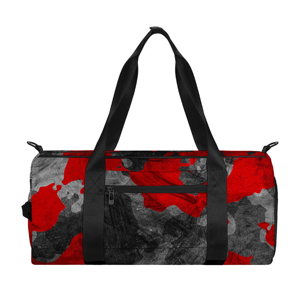 Black And Red Camouflage Print Gym Bag