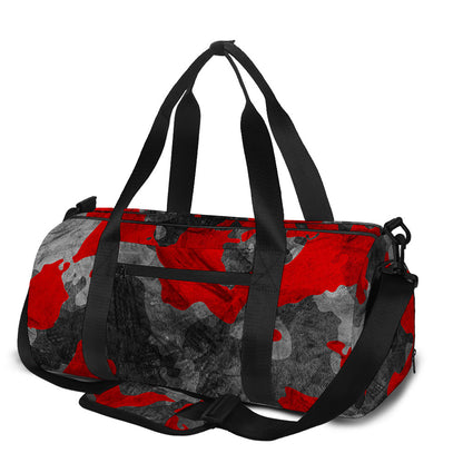 Black And Red Camouflage Print Gym Bag