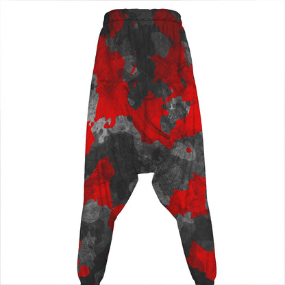 Black And Red Camouflage Print Hammer Pants