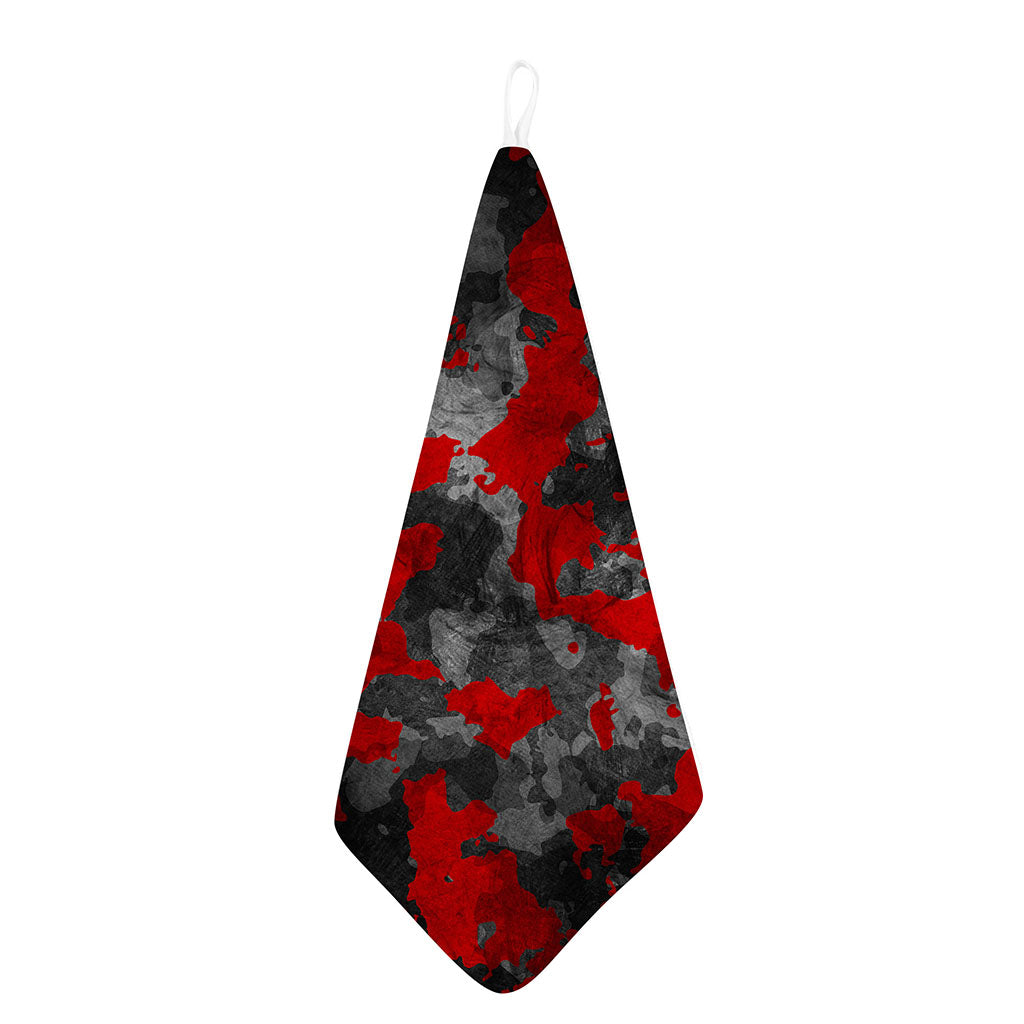 Black And Red Camouflage Print Hand Towel
