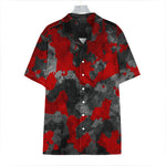 Black And Red Camouflage Print Hawaiian Shirt